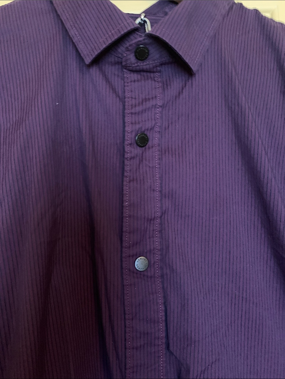 Armani Exchange Slim Fit Shirt Purple Black Striped Button Up Top Dress Shirt